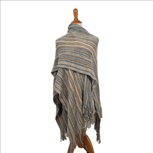 One Size Shawl Cape Scarf Knit Fringe